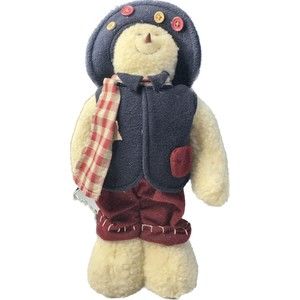 Primitive Rustic Snowman Figurine Christmas Decor Standing Sunhat Scarf Vest